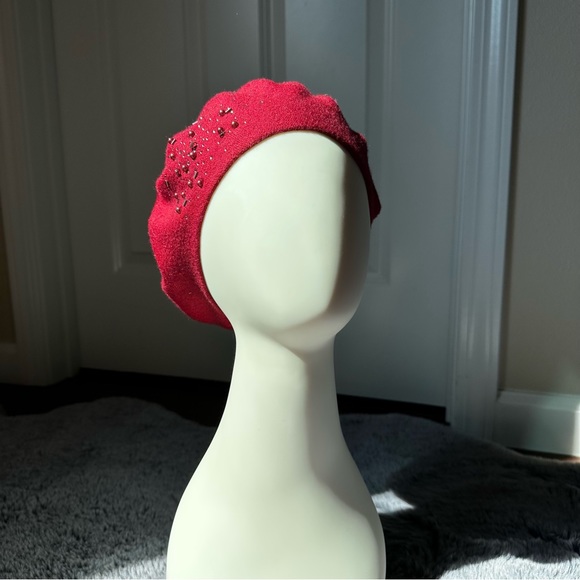 Intrend by Max Mara Beret with Beads Size: OS. Color: Cheery New Fall / Winter - Picture 4 of 14